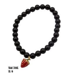 Bransoletka Stal 316L - truskawka [onyx] - MF39341-P1